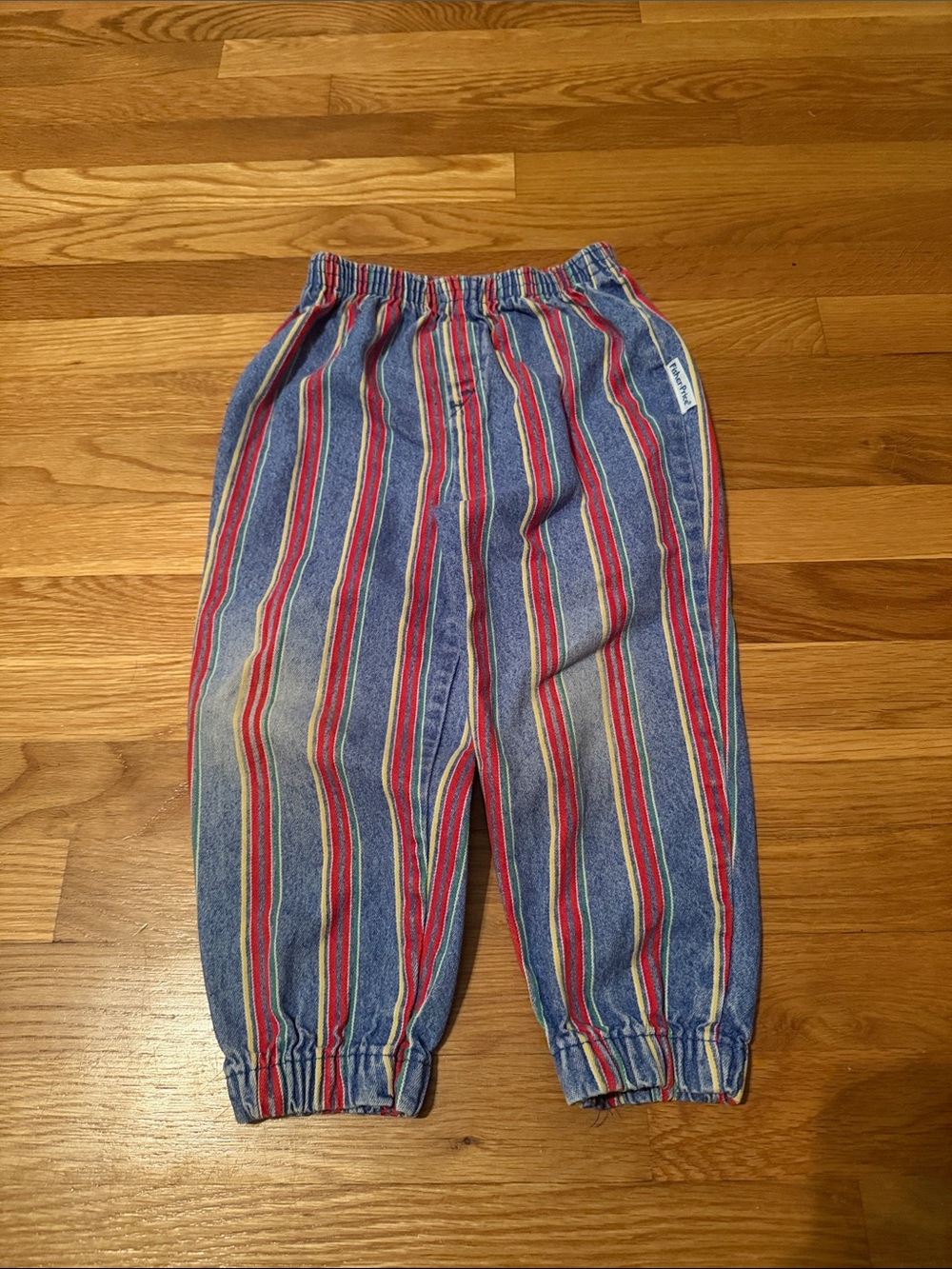 Fisher-Price Striped Elastic-Waist Jeans - Blue, Red, Yellow, Green